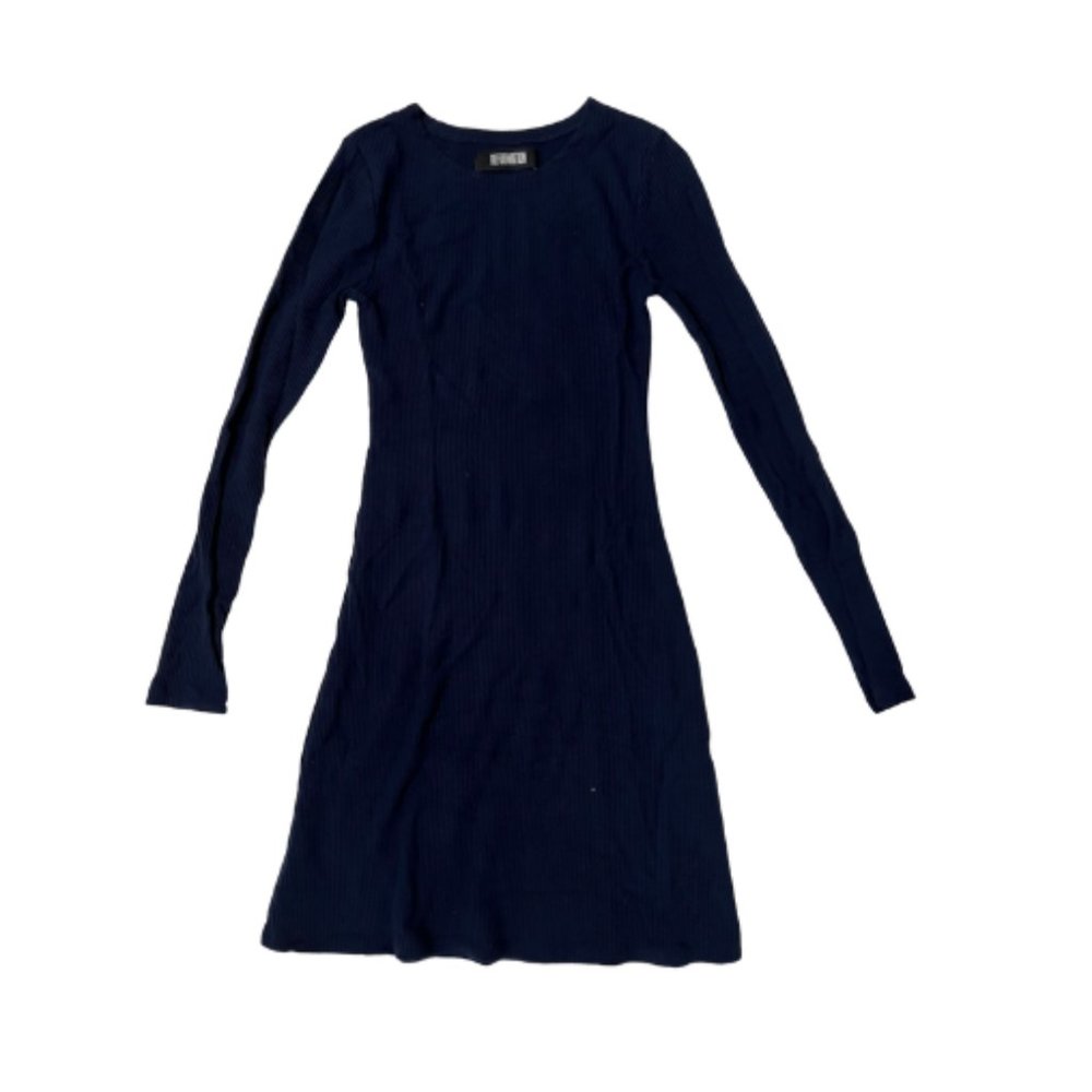 Ribbed Reformation Long Sleeved Dress - Navy - Size XS